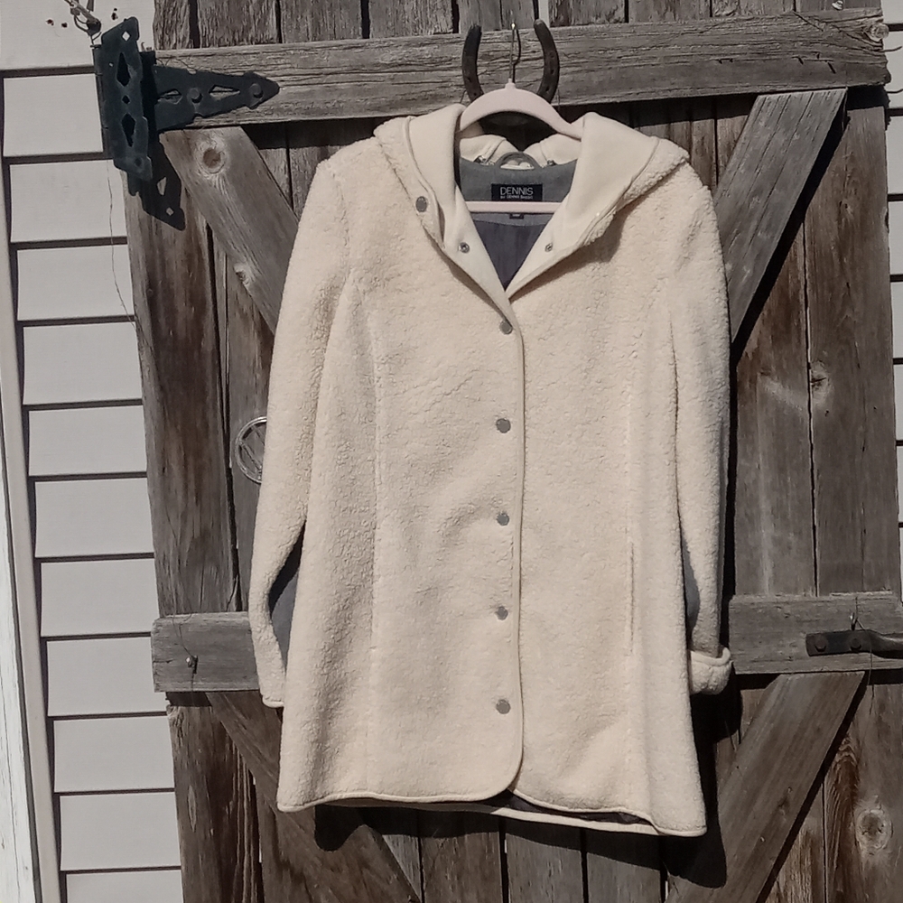 Dennis Basso Mixed Media Wool Blend Sherpa Jacket, M